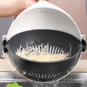 New 9 in 1 Multifunction Magic Rotate Vegetable Cutter with Drain Basket Large Capacity Vegetables Chopper Veggie Shredder Grater Portable Slicer Kitchen Tool with 8 Dicing Blades