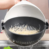 New 9 in 1 Multifunction Magic Rotate Vegetable Cutter with Drain Basket Large Capacity Vegetables Chopper Veggie Shredder Grater Portable Slicer Kitchen Tool with 8 Dicing Blades