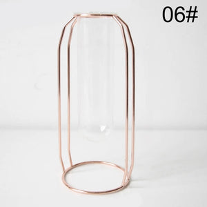 1Pc Creative Art Retro Iron Line Flowers Vase Decoration Metal Plant Holder Modern Nordic Styles Iron Vase Home Garden Ornaments