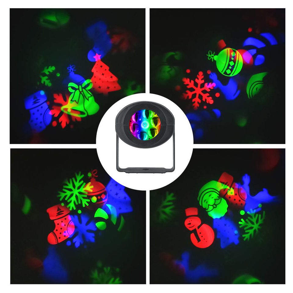 12 Patterns Christmas LED  Snowflake Projector Light Laser Projection Outdoor Waterproof Disco Light Home Garden Party Decor